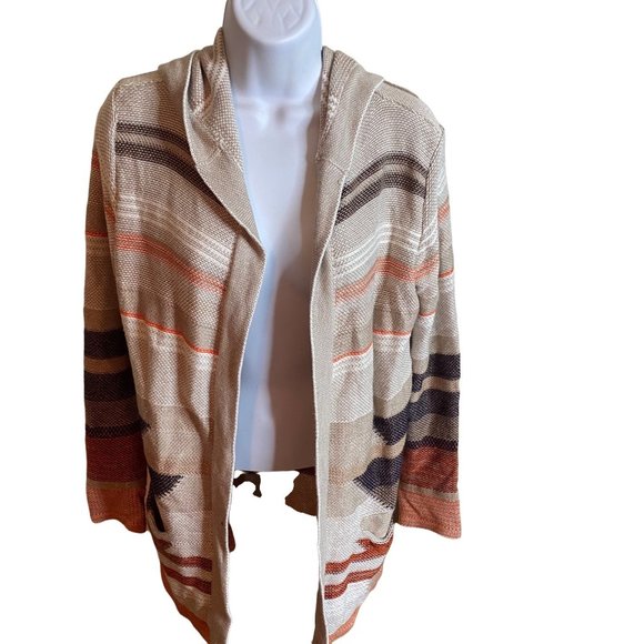 Belldini hooded striped open front cardigan sweater size L - Picture 1 of 8